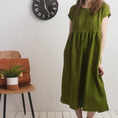 Simple maxi loose linen dress, boho maternity dress - AMAZON