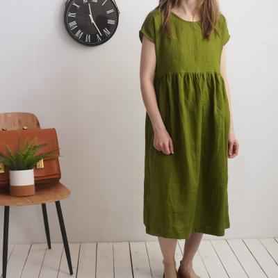 Simple maxi loose linen dress, boho maternity dress - AMAZON