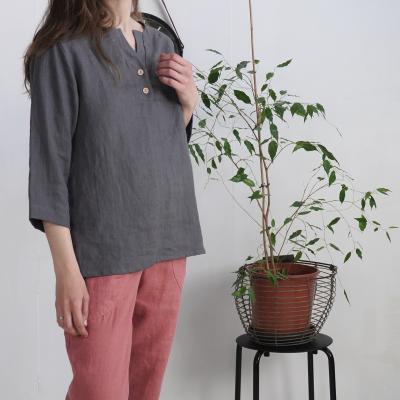 Linen womens v-neck blouse, maternity blouse - DARYA