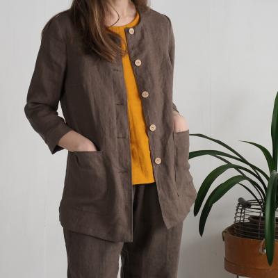 Linen cardigan with buttons, linen blazer - VOLTA