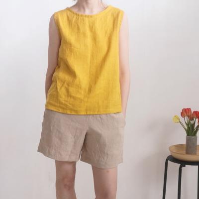 Linen sleeveless top, basic linen top - MURRAY