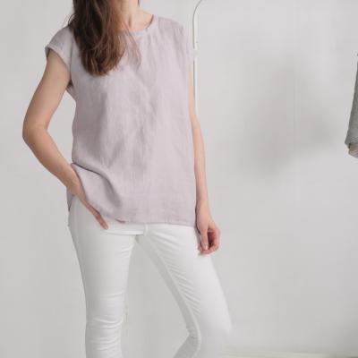 Leinenbluse mit Rückenschlitz, gewaschenes Leinentop - NENE