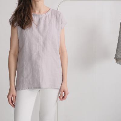 Leinenbluse mit Rückenschlitz, gewaschenes Leinentop - NENE