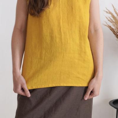 Linen short sleeve top, summer split back blouse - NENE