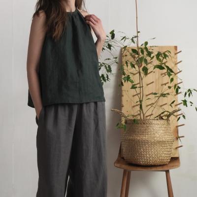 Summer top with tie closure on back, natural blouse - LUNI