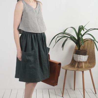 Linen swing crop top, linen summer top - LEA