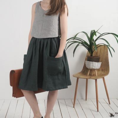 Linen swing crop top, linen summer top - LEA