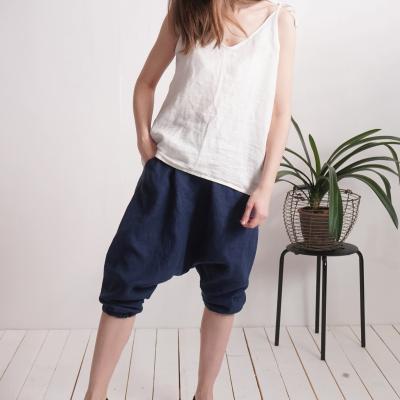 Linen tie strap tank top, linen camisole top - NILE