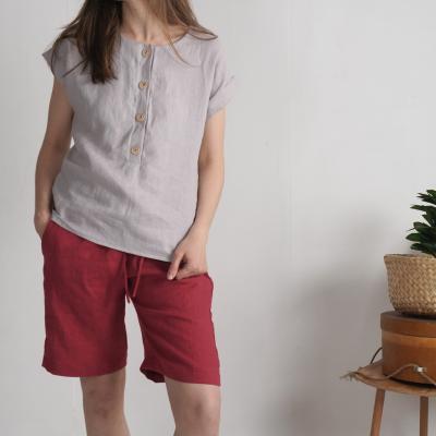 Washed linen blouse, linen maternity blouse - KAMA