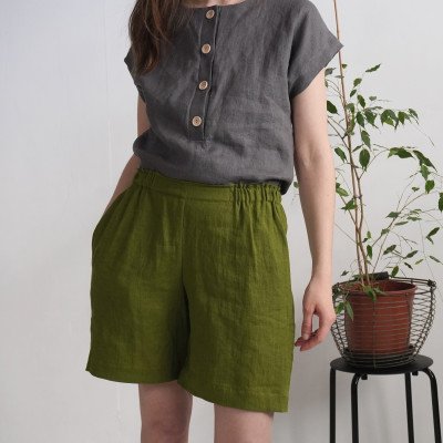 Linen shorts with pockets, women's summer shorts - NELSON