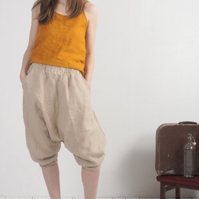 Boho linen pants, linen harem pants - IRTYSH