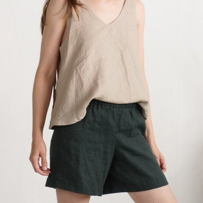 Linen shorts with no pockets, womens linen short shorts - BERMEJO