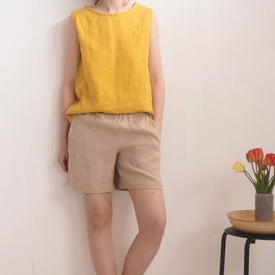 Linen shorts, summer linen beach shorts - DON