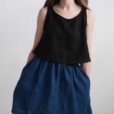 Leinen-Top, natürliches Leinen-Crop-Top - LEA