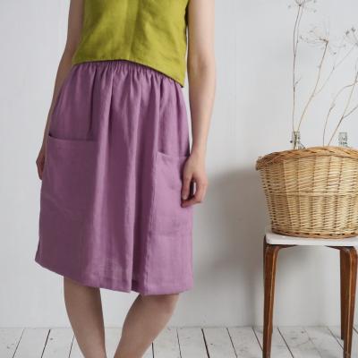 Linen skirt with pockets, washed linen skirt - SALWEN
