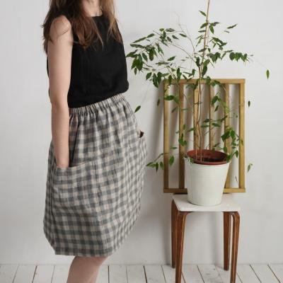 Aline linen flowy skirt, Natural linen skirt for women - SALWEN
