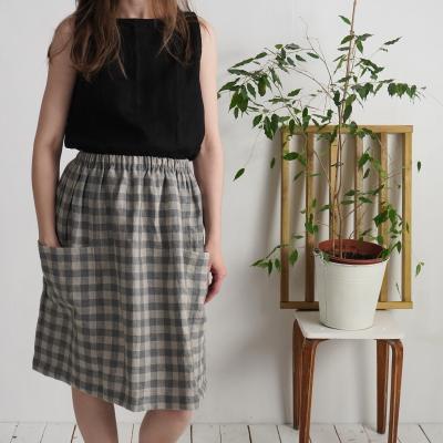 Aline linen flowy skirt, Natural linen skirt for women - SALWEN