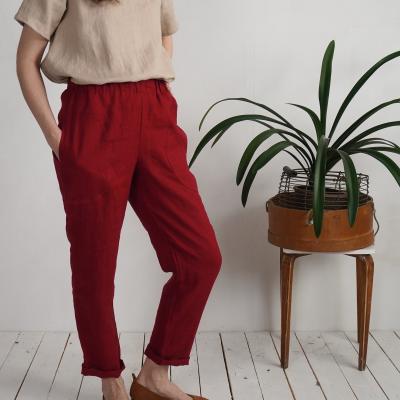 Soft high waist linen pants, sustainable trousers - THAMES