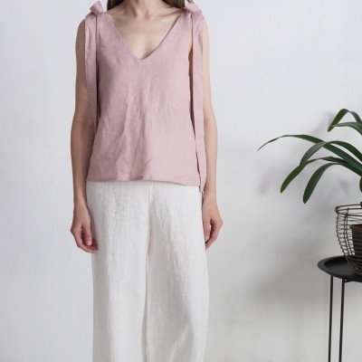 Linen long strap top, linen summer top - NEN