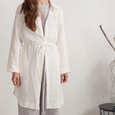 Linen long jacket, natural linen jacket with pockets - EMAJEGI