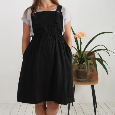 Linen maternity pinafore dress, linen pregnancy apron dress - LOMAMI