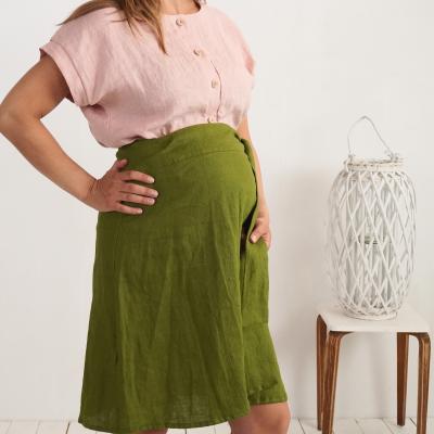 Linen maternity wrap skirt, linen pregnancy skirt - ATHABASCA