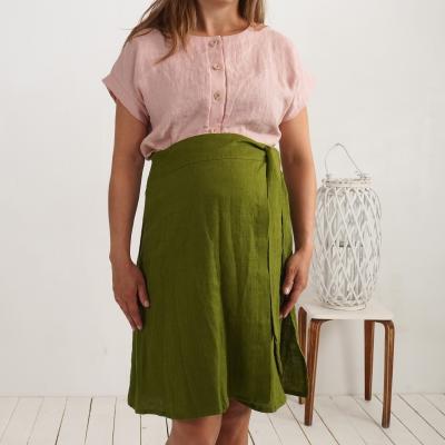 Linen maternity wrap skirt, linen pregnancy skirt - ATHABASCA