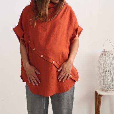 Linen pregnancy tunic, oversized breastfeeding blouse - KHATANGA