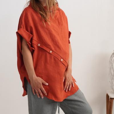 Linen pregnancy tunic, oversized breastfeeding blouse - KHATANGA