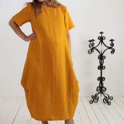 Linen balloon maternity dress, photoshoot pregnancy dress - BLANDA