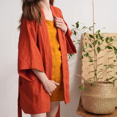 Linen kimono robe, short linen robe - KOSI