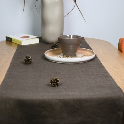 Stonewashed linen table runner, soft linen runner