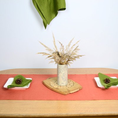 Washed linen table runner, rustic natural runner