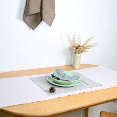 Stonewashed linen runner, sustainable table decor