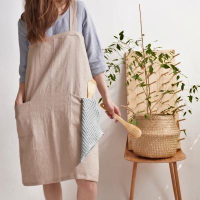 Japanese soft linen apron, linen pinafore apron