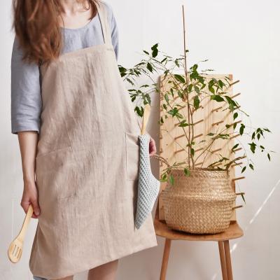 Japanese soft linen apron, linen pinafore apron
