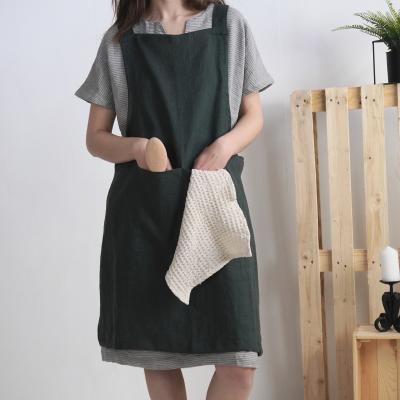Pinafore linen apron, unisex cross back apron