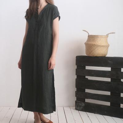 Linen maxi shirt dress - TIGRIS
