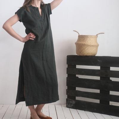 Linen maxi shirt dress - TIGRIS
