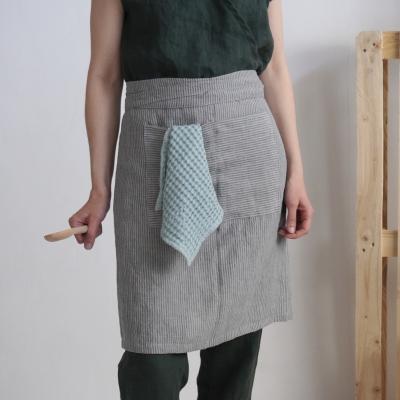 Cafe apron for staff, handmade cooking half apron