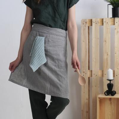 Cafe apron for staff, handmade cooking half apron